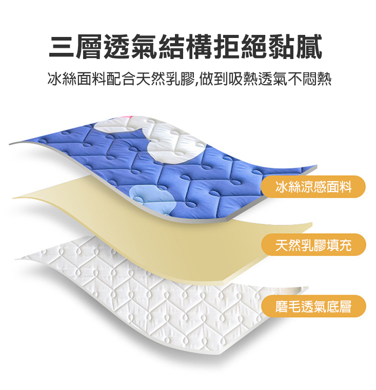 可機洗折疊冰絲乳膠涼蓆+冰絲涼被組