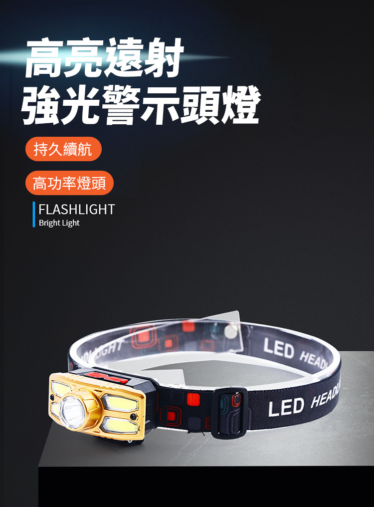 戶外便攜露營騎行強光頭燈