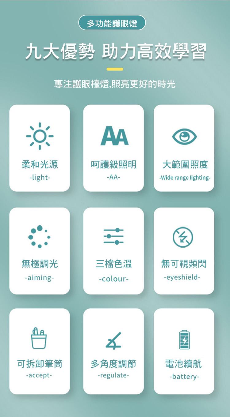 雙頭磁吸可拆卸護眼檯燈