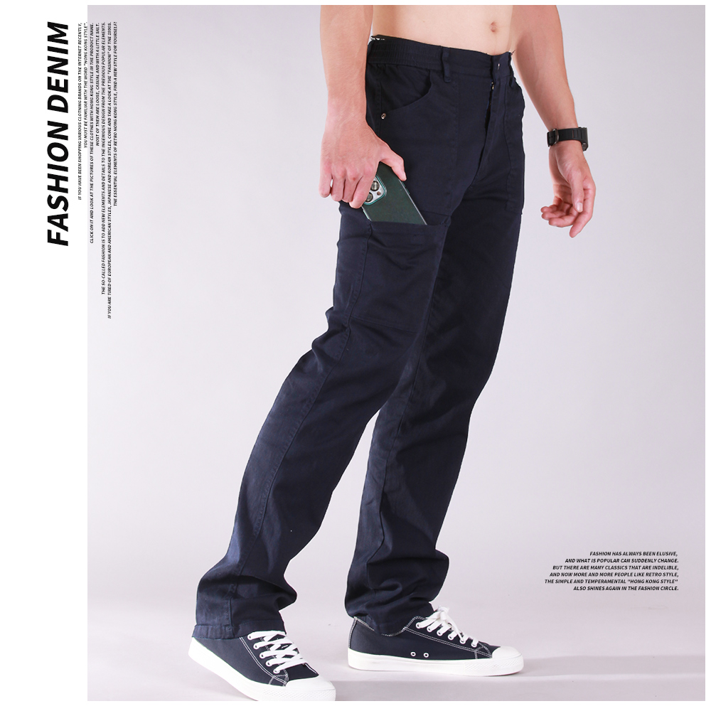 純棉透氣耐磨鬆緊腰圍彈性伸縮休閒褲 工作褲 M-5L 3色 加大尺碼