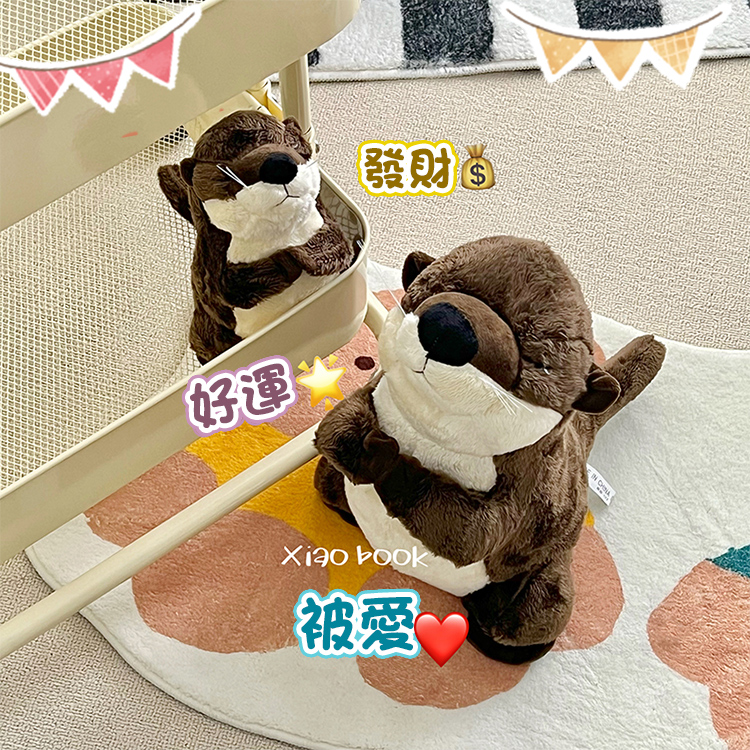 超可愛仿真祈福水獺玩偶 抱枕