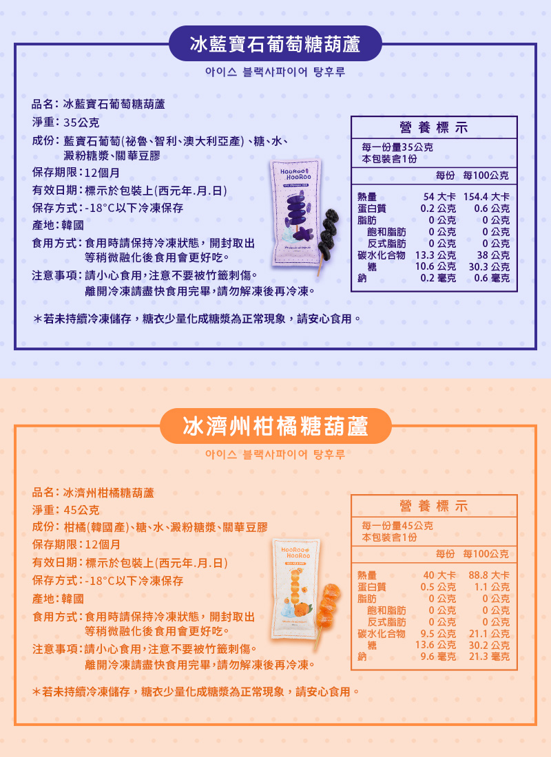 【HOOROO HOOROO】呼嚕呼嚕冰糖葫蘆 草莓/藍寶石葡萄/濟州柑橘任選