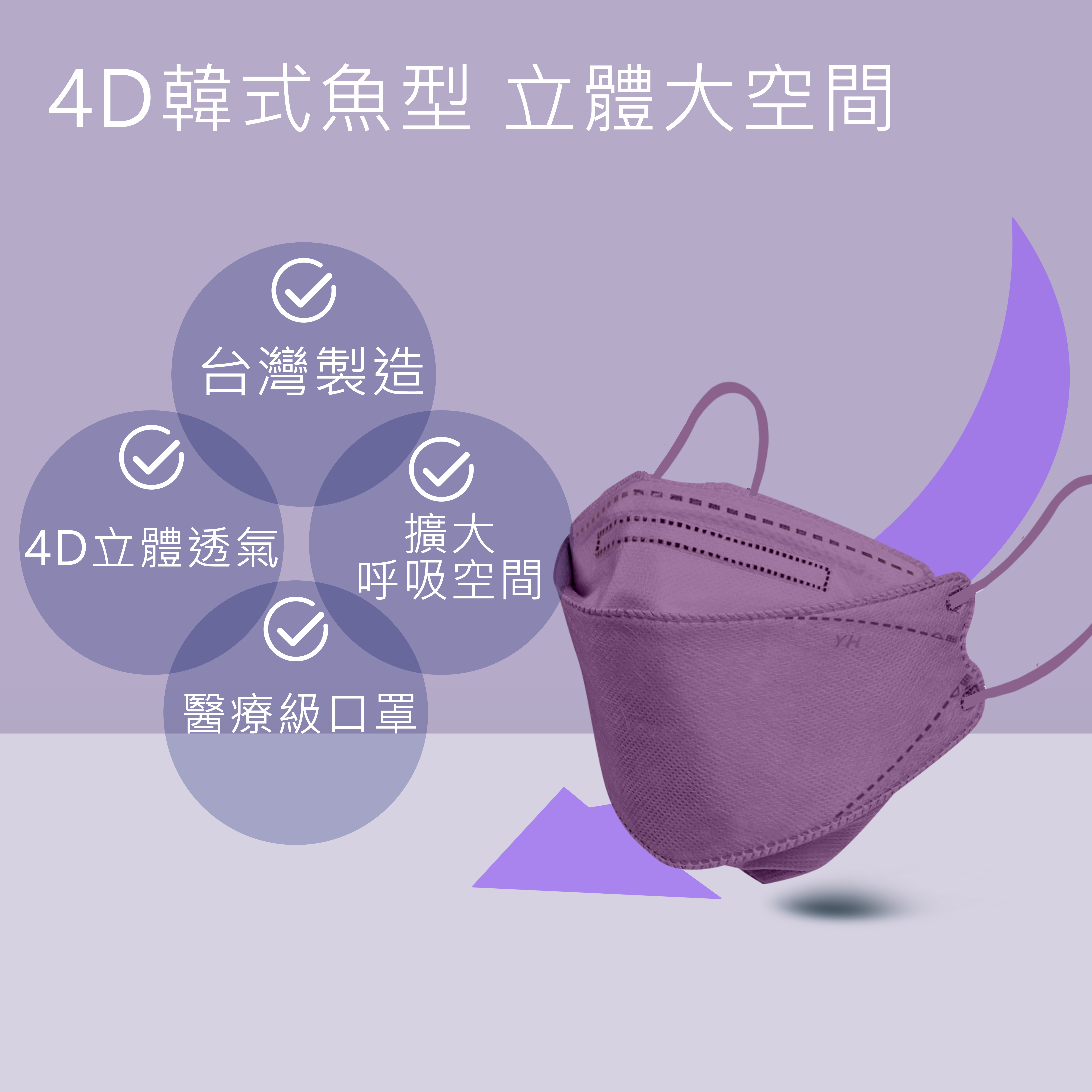 【巽風堂】成人韓版4D魚型四層立體醫用口罩 (10入/盒)