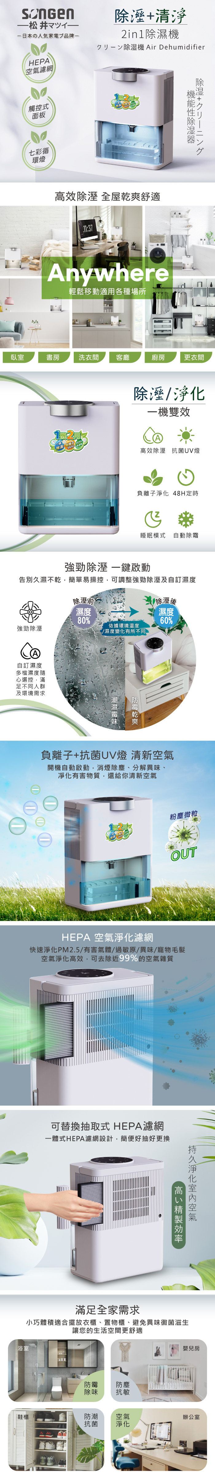 【SONGEN松井】除溼淨化雙效除溼機清淨機(SG-S28KD)