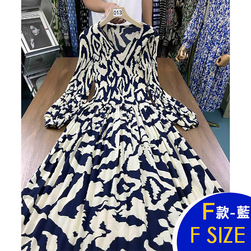 韓國新款長袖三宅風壓褶洋裝 多款任選 