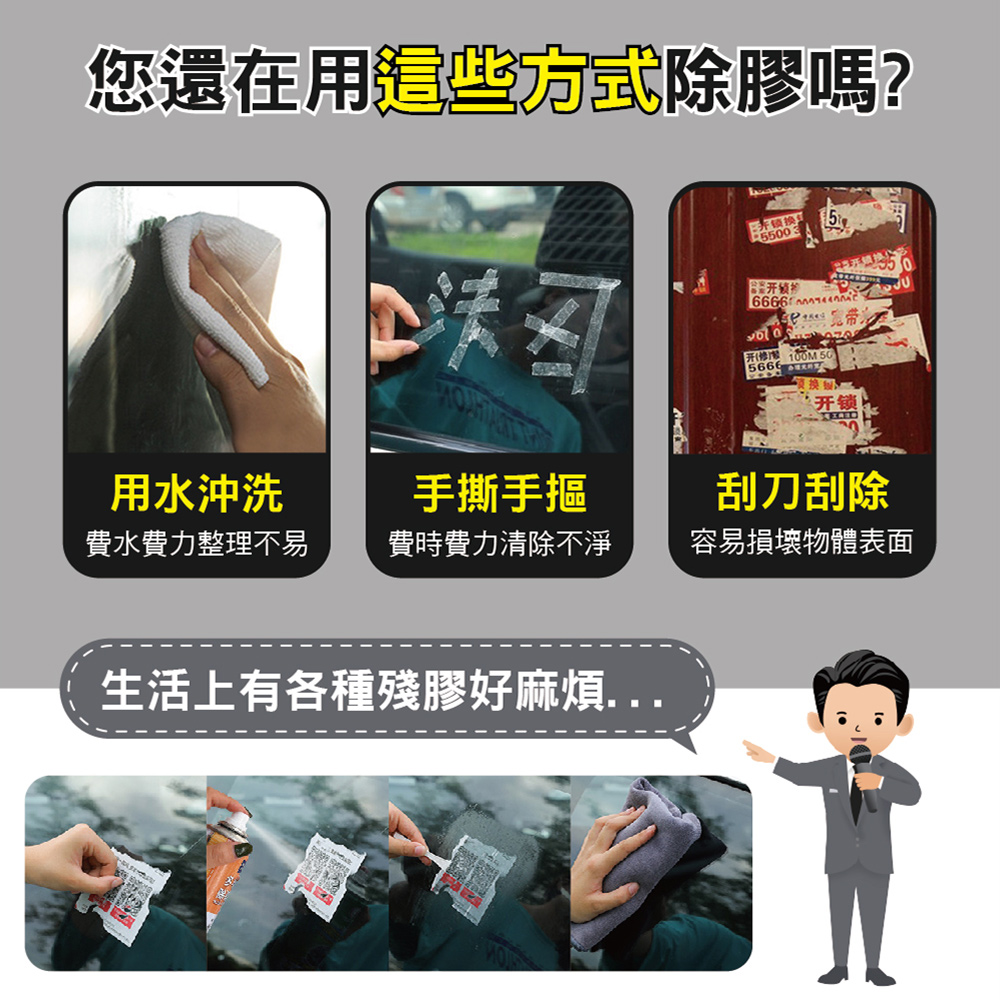 【優瑞潔】噴霧式殘膠去除清潔劑360ML(除膠劑/車漆/大理石/木板/玻璃)