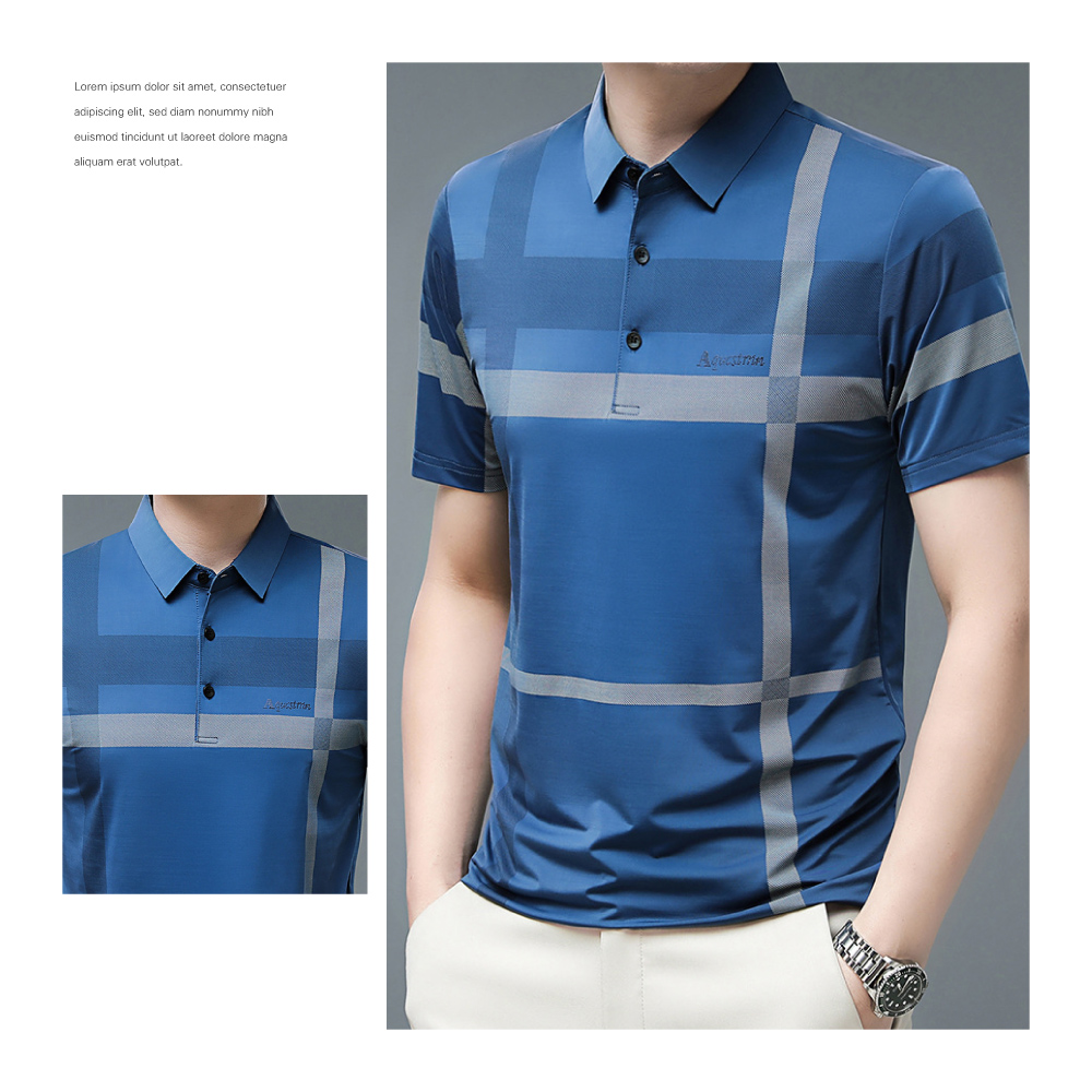 紳士線條冰絲透氣商務POLO衫-5色可選 XL-3XL 