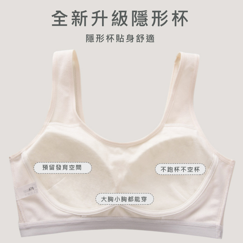 運動波浪邊無痕無鋼圈少女內衣 M-L 4款任選