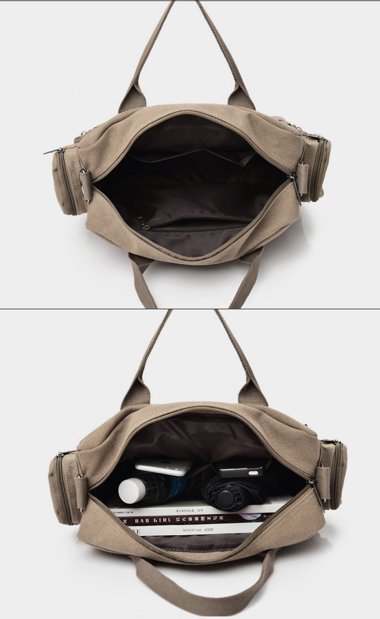 大容量經典抗刮耐磨復古帆布包 斜背包 肩背包3色 多格層大空間 多種背法