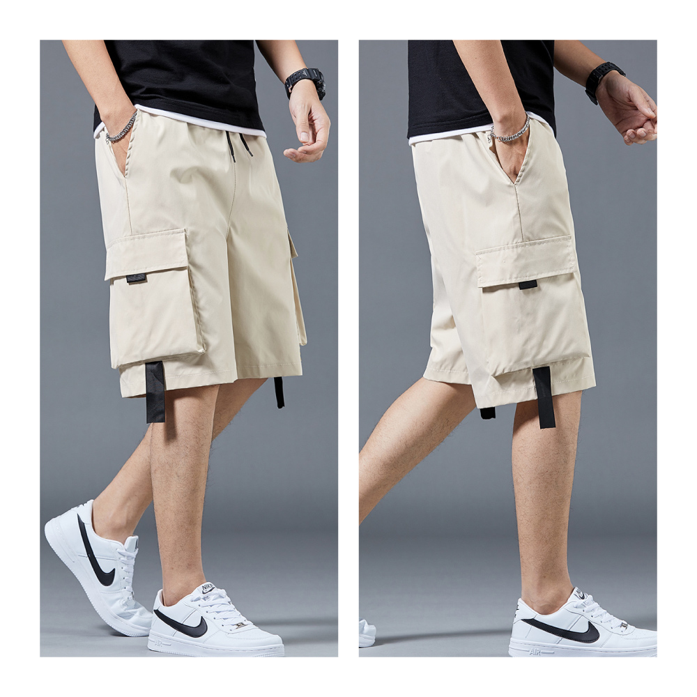 潮流美式工裝透氣寬鬆大口袋休閒短褲 3色可選 工作褲