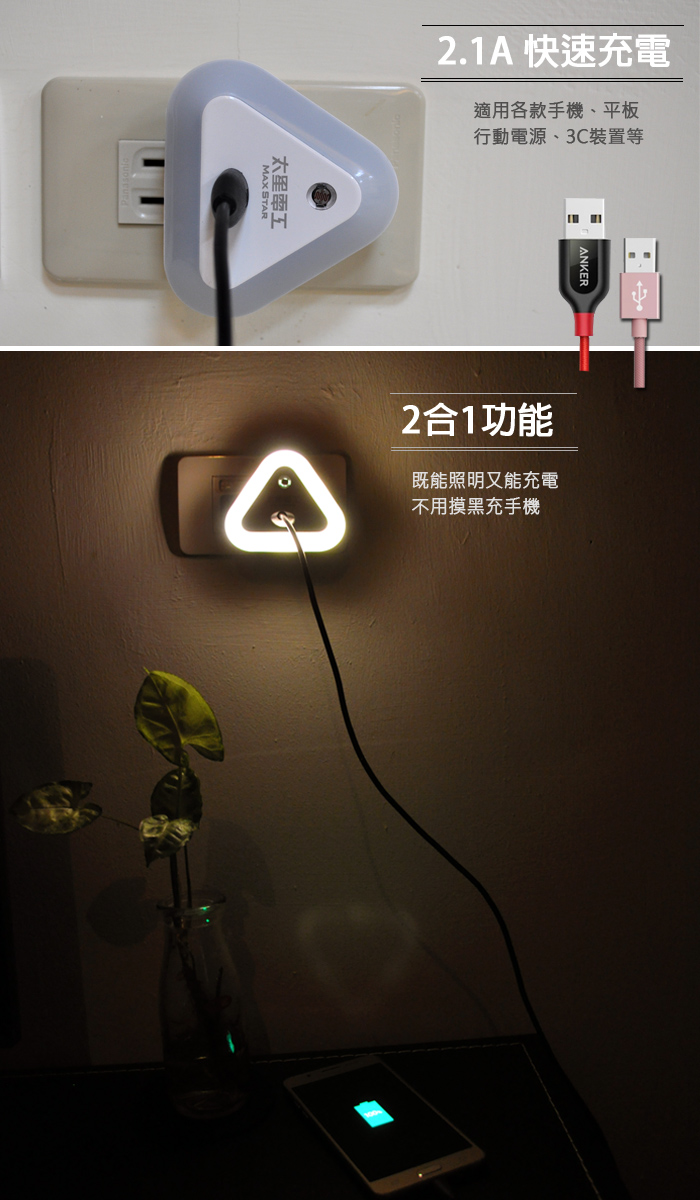       【太星電工】Good night USB光感LED小夜燈/暖白光(
