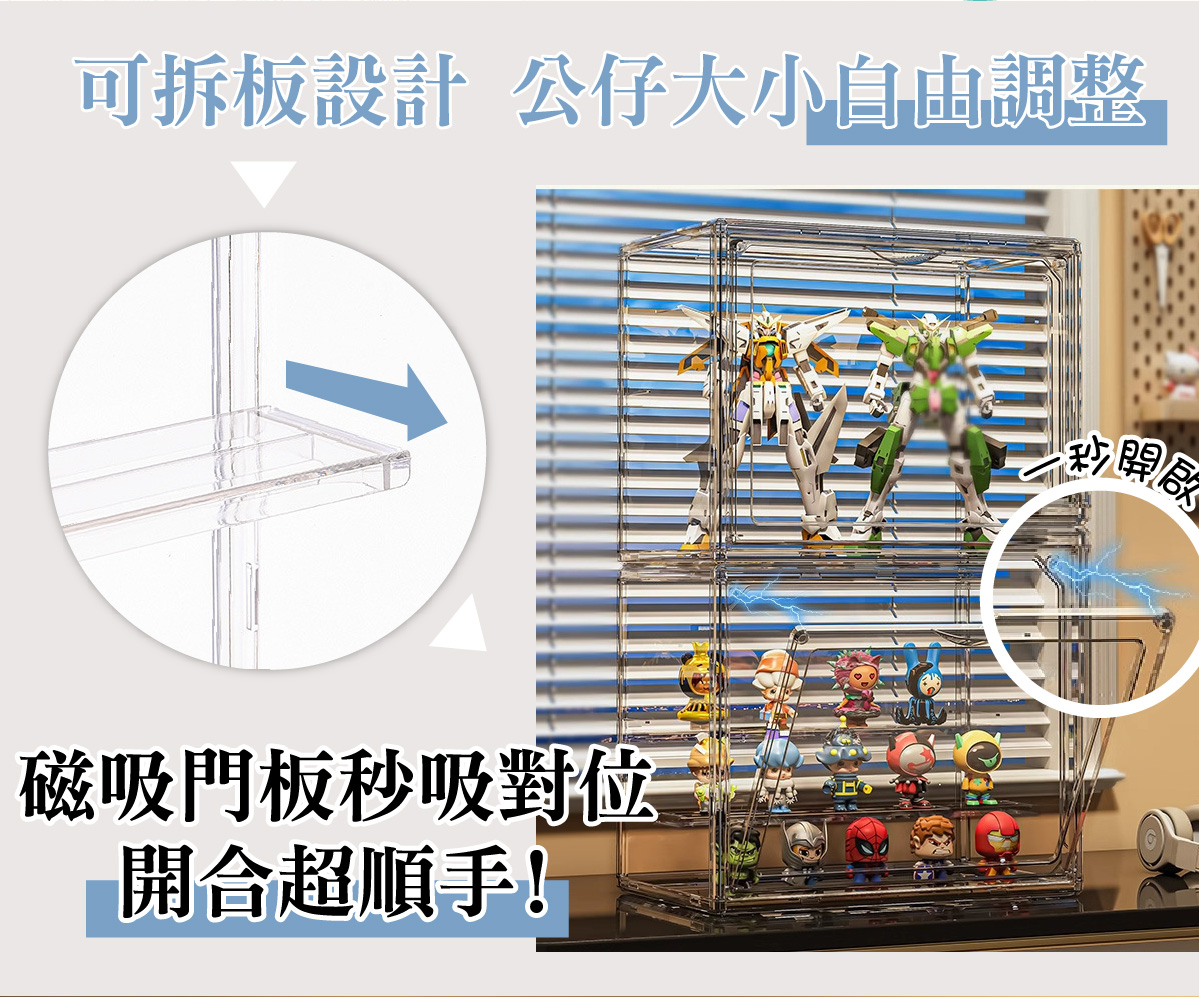 全透明階梯公仔玩具展示盒(30x17.9x24.6cm) 收納盒 壓克力盒 盲盒