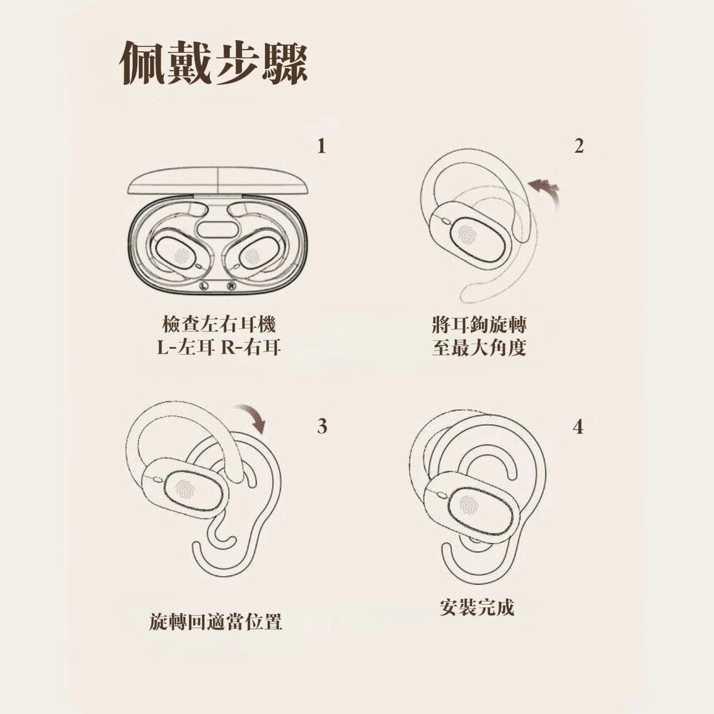 【ON WING】開放式耳掛藍芽耳機 附大容量充電倉 數位顯示電量 無線耳機