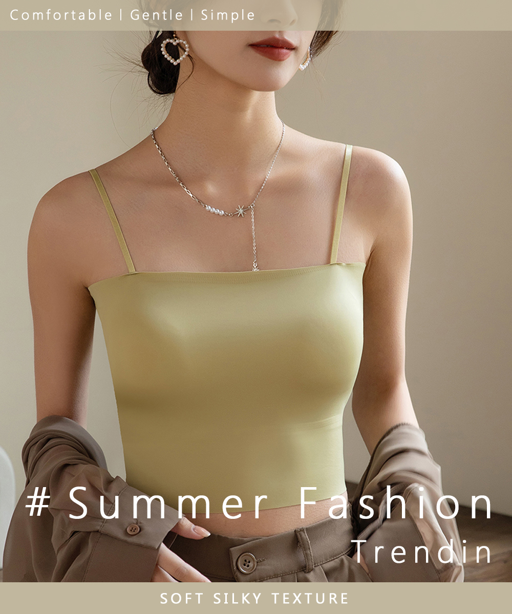 輕運動冰絲空氣杯親膚吊帶罩杯背心 無痕背心 免穿BRA背心 M/L 4色 涼感