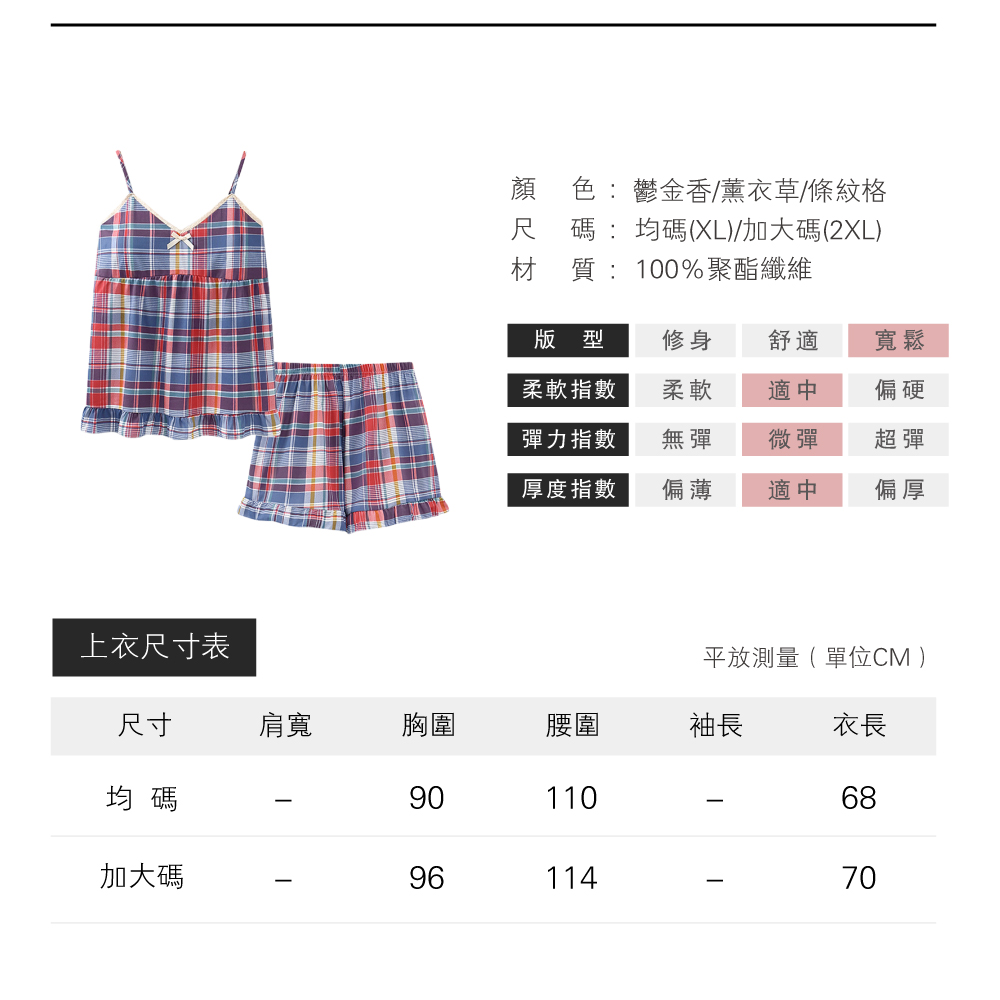 大碼寬鬆甜美兩件式居家服 睡衣 家居服 3色 大尺碼睡衣