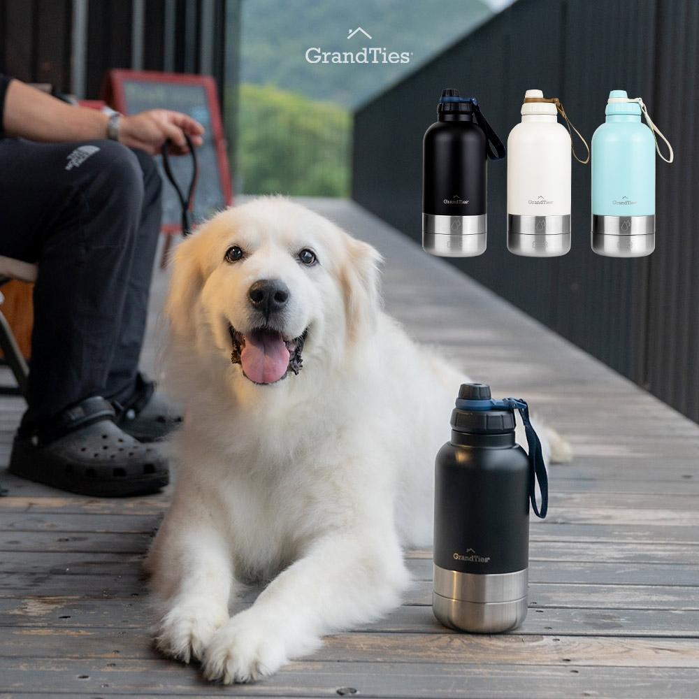 【GrandTies】1890ML雙碗寬口真空不鏽鋼寵物保溫瓶