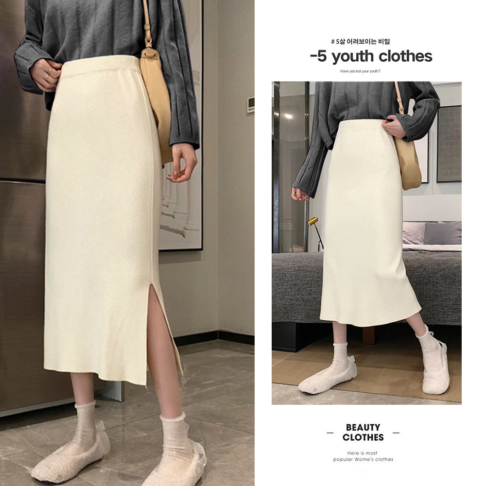 韓版針織美拉德系修身顯瘦氣質針織裙 4色 保暖舒適