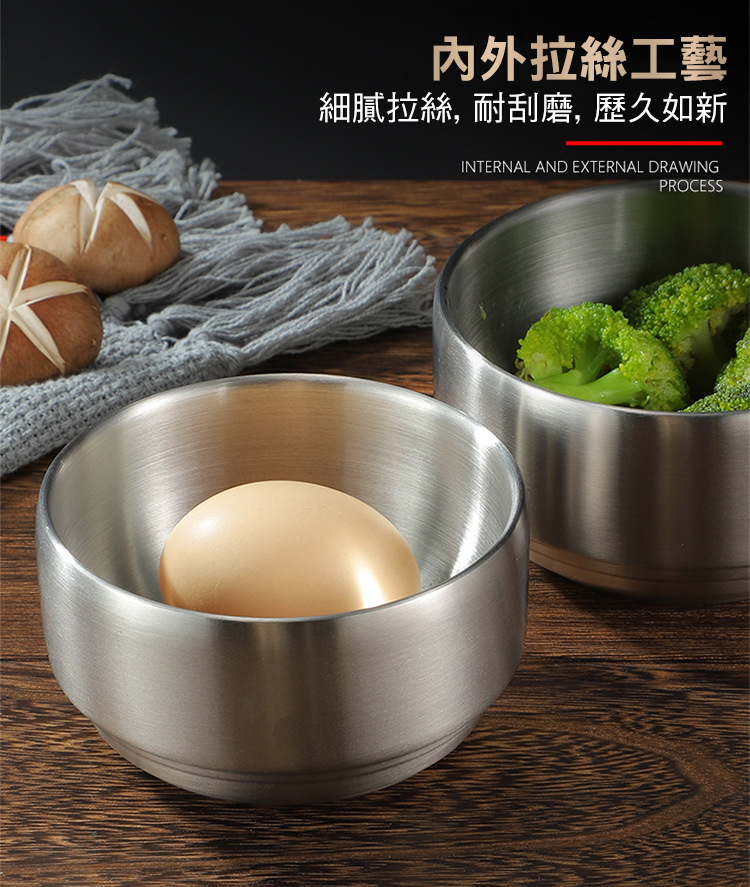 韓式304雙層不銹鋼帶蓋飯碗