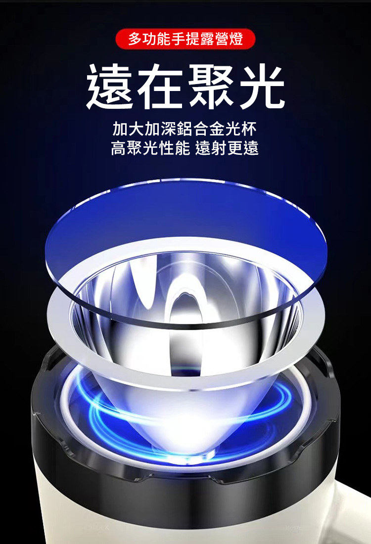 三光源戶外露營COB強光手電筒露營燈 (可立可手持/探照燈/無極調光)