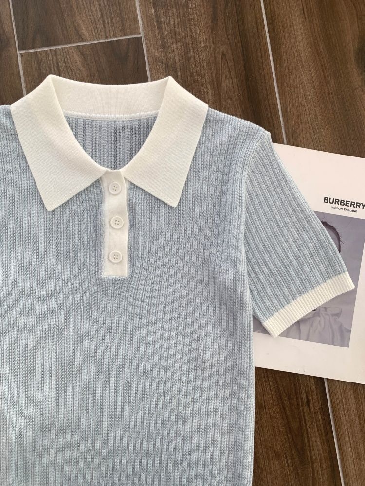 夏季針織女款短袖/V領衣/小香風金邊針織衫/V領拉鍊針織衣