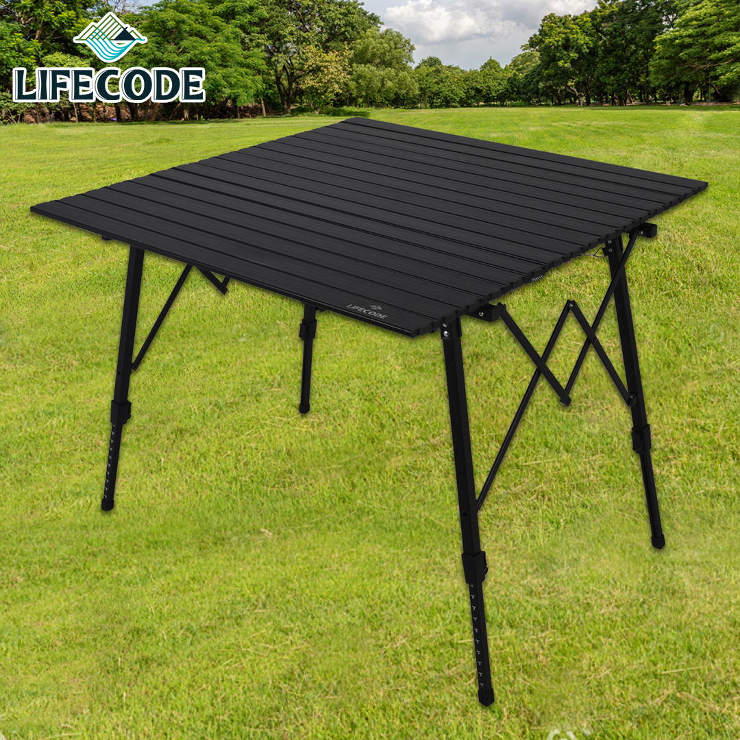 【LIFECODE】娛樂王方型鋁合蛋捲桌/折疊桌90x90cm-送桌布(2色可選