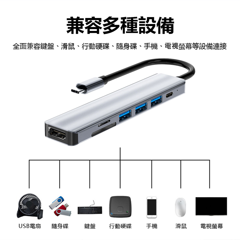 HUB-09 Type-C接頭七孔集線器