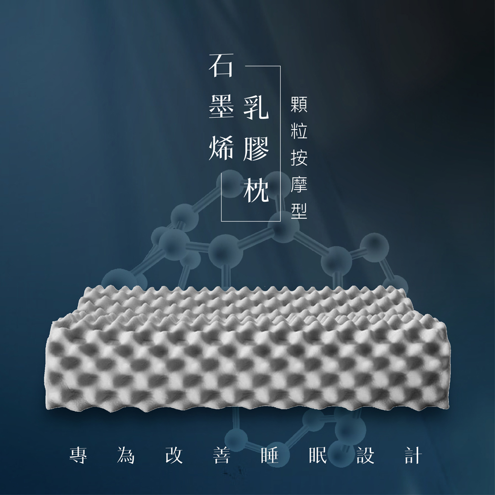 【BEST】石墨稀泰國天然乳膠枕 送3M枕套 人體工學護頸枕 顆粒按摩枕