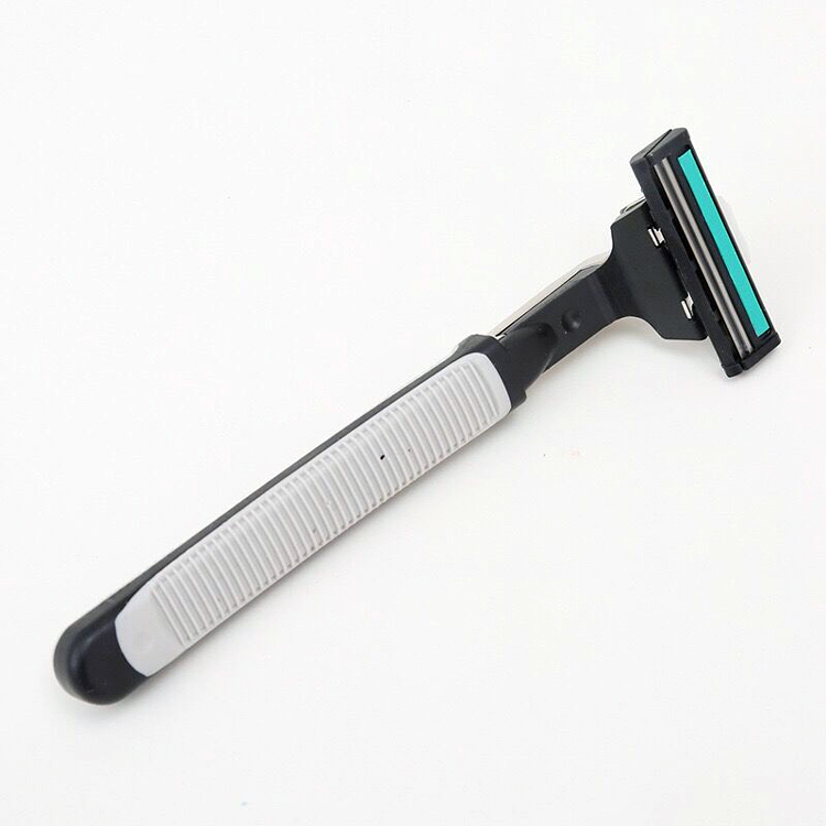 不鏽鋼雙層手動刮鬍刀超值組 2刀架 60刀片 刀架盒