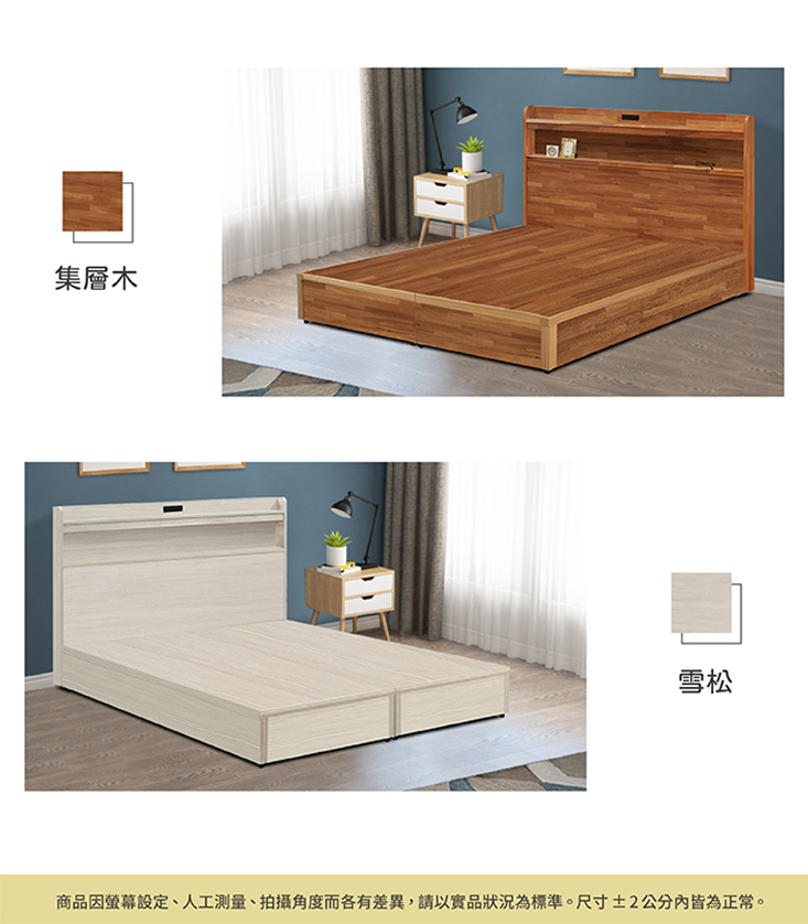 MIT 插座收納 機能床頭床底組 床架 床頭片 收納床架 收納床組
