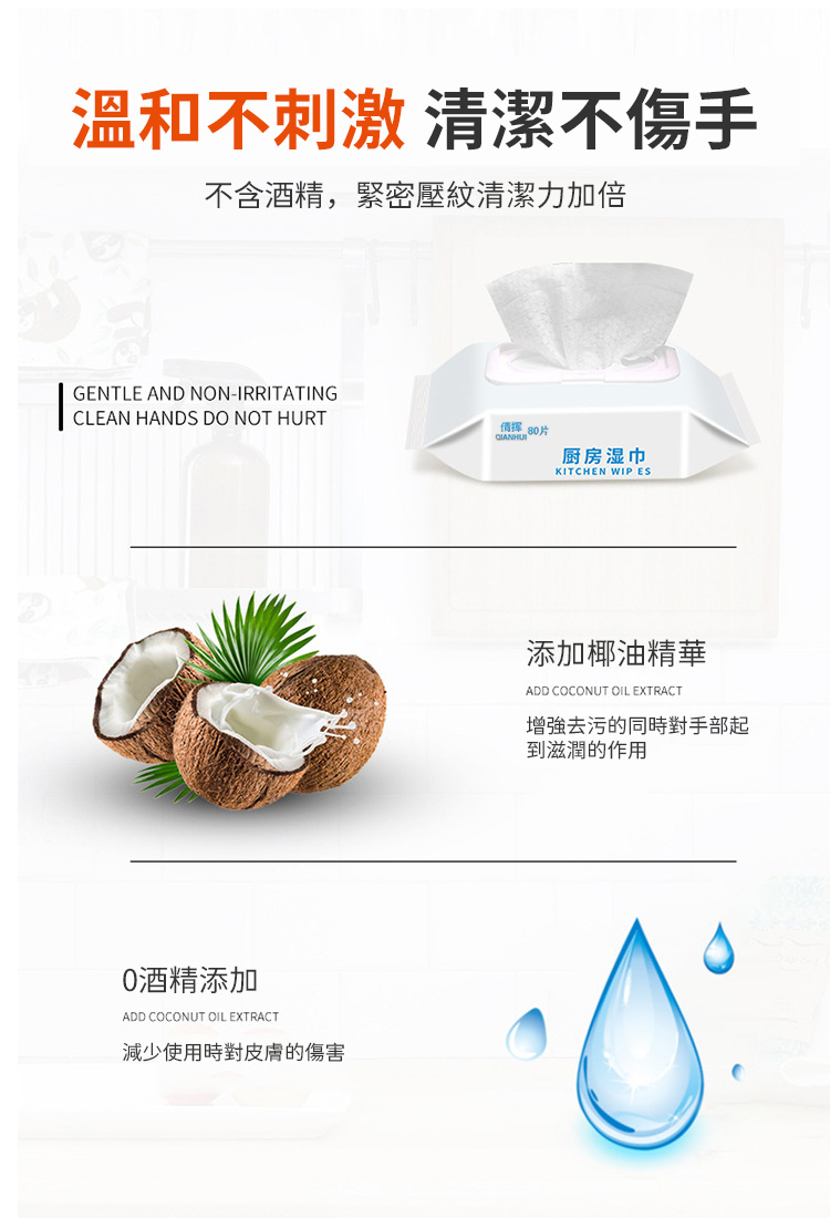 強力去油去污廚房專用清潔濕巾80片 加大尺寸 強力去汙 無添加化學