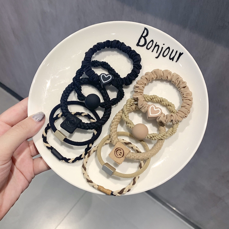 咖啡奶茶色高彈耐用髮圈組