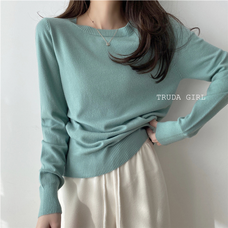 韓系百搭日常親膚保暖包心紗針織上衣 12色任選