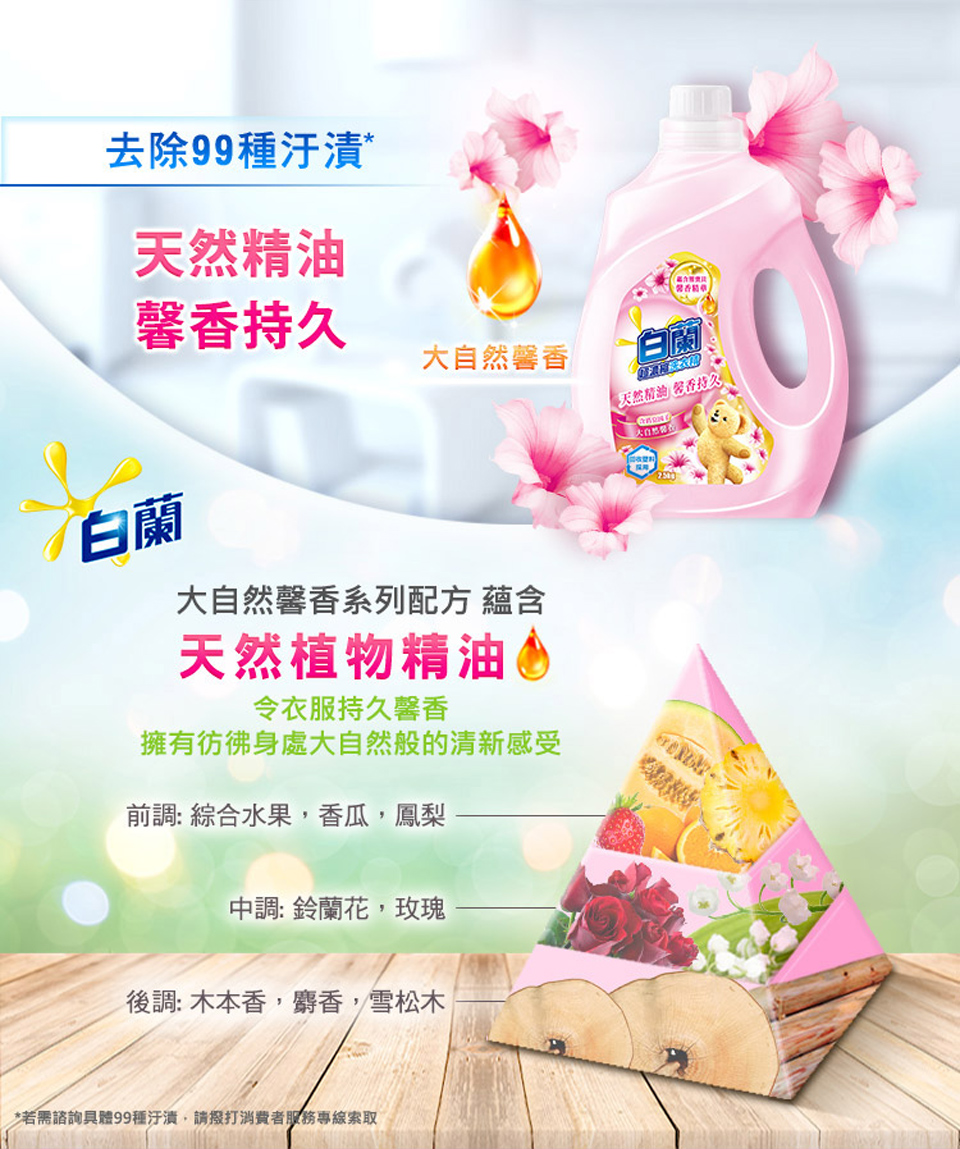 【白蘭】熊寶貝馨香精華洗衣精(2.5KG，4瓶/箱) 無磷、無螢光劑、除臭