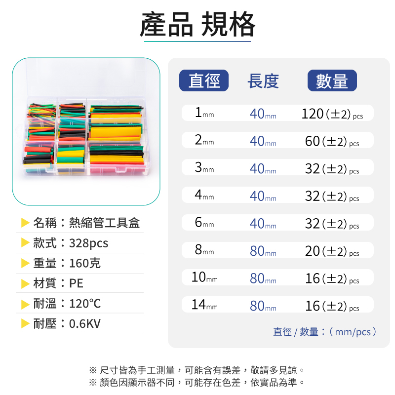絕緣阻燃熱縮管工具盒(328Pcs) 彩色熱縮管/熱縮套/絕緣套管/免焊錫