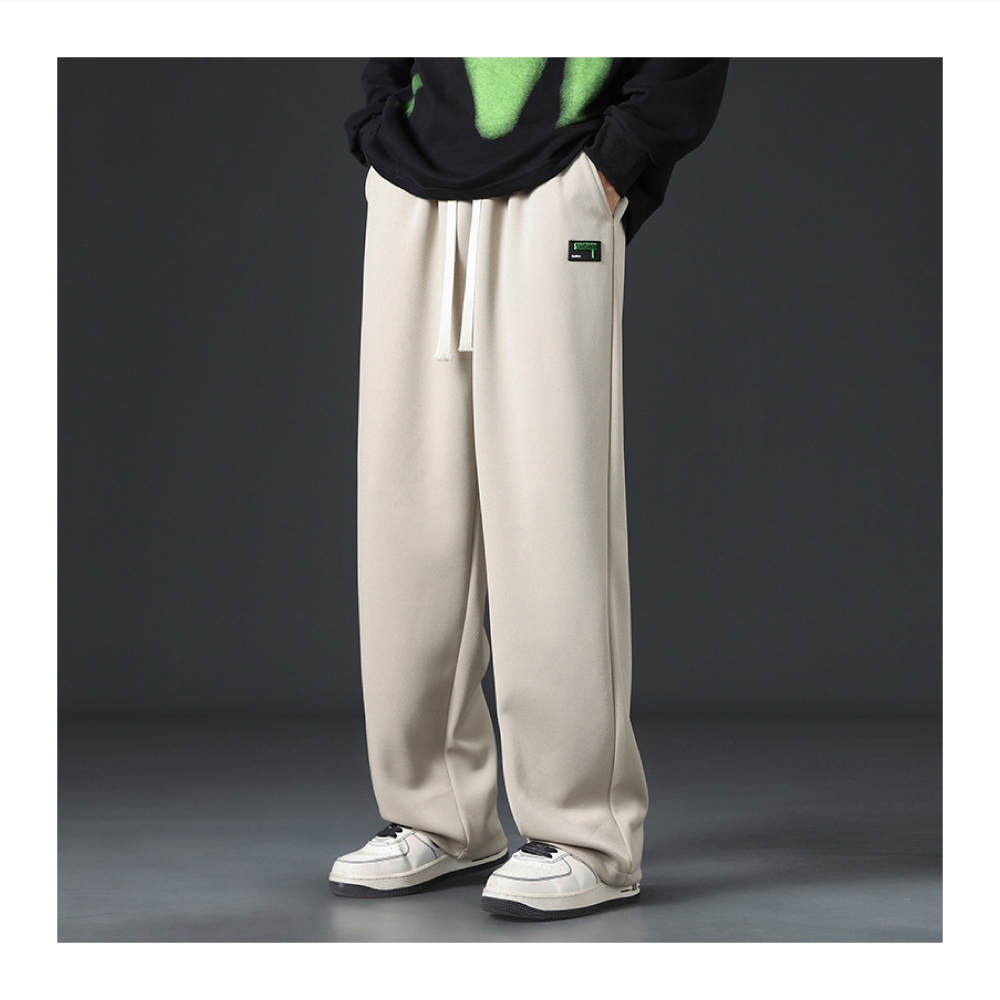 XL-4XL大尺碼寬鬆抽繩落地垂感直筒長褲 棉褲 3色 休閒褲