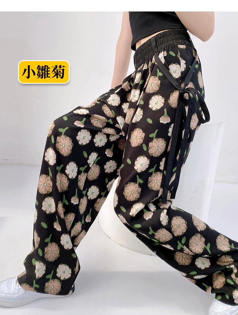 高腰垂墜感寬鬆直筒紮染雪紡冰絲褲 M-XL 寬褲 5款任選 鬆緊腰設計