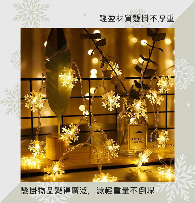 LED透明雪花造型燈串(1入)/聖誕佳節精細模組燈串