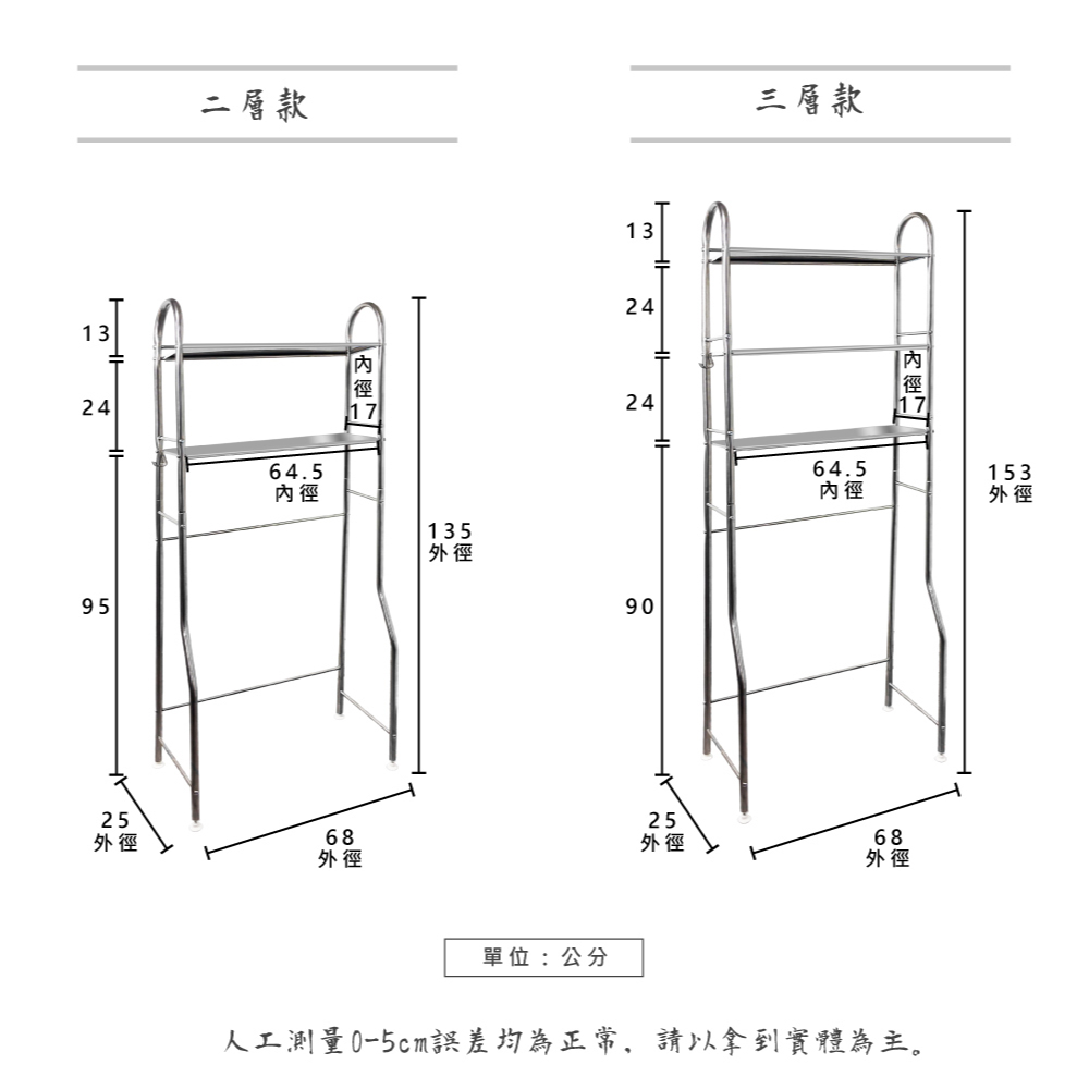 【VENCEDOR】不鏽鋼置物架(二層/三層) 馬桶置物架/洗衣機置物架