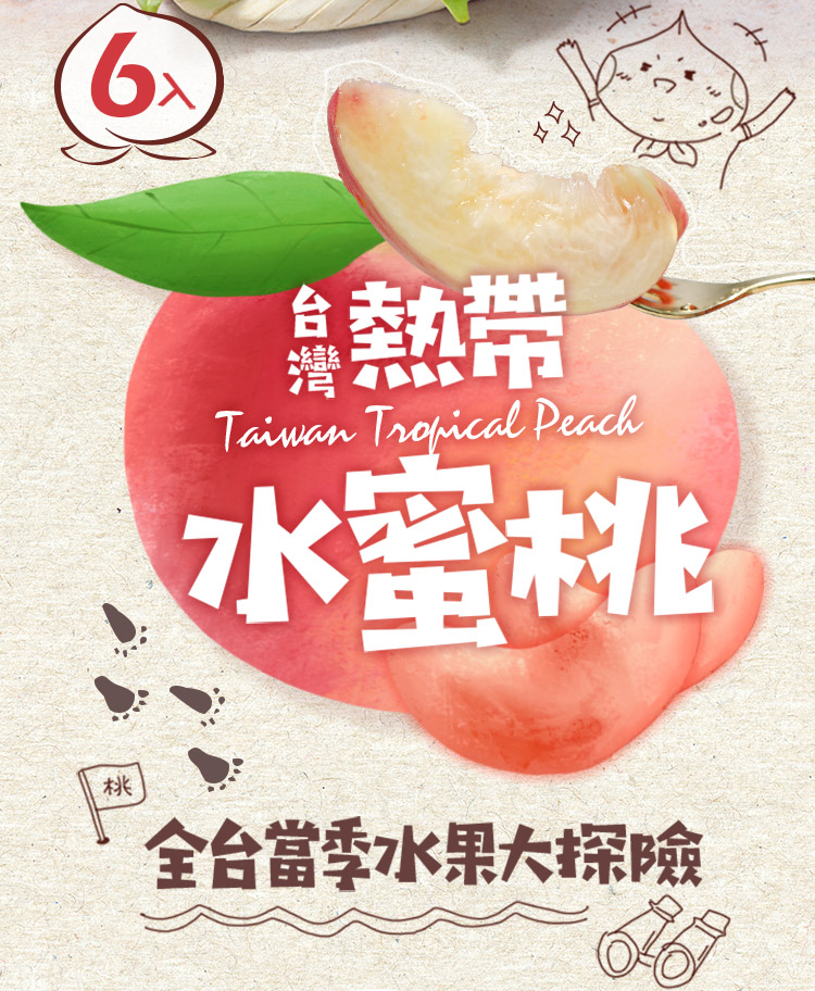 【享吃鮮果】台灣鮮採水蜜桃1KG(6入裝)