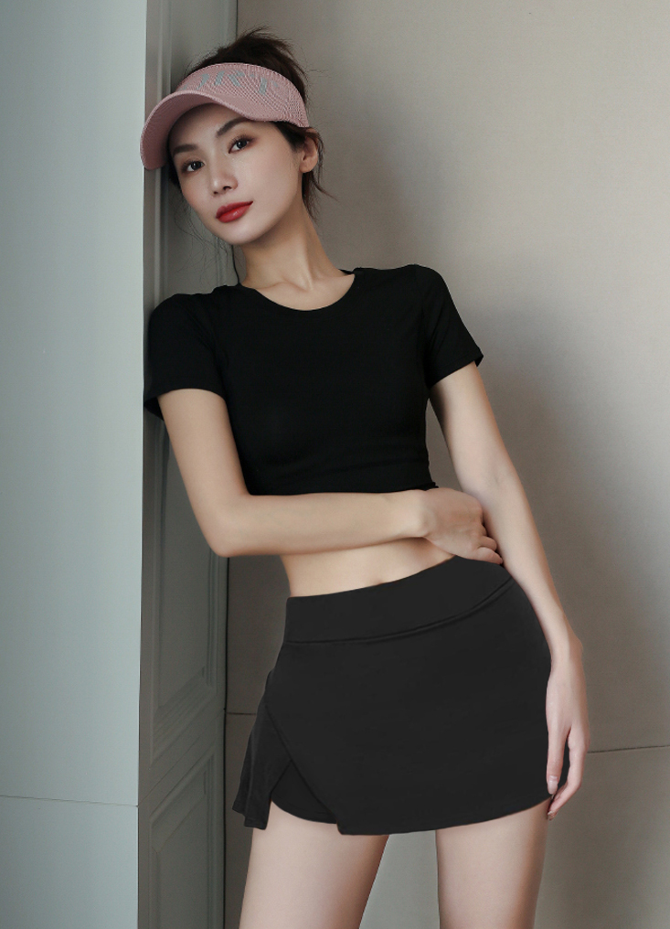 夏出清絲滑高腰瑜伽防走光褲裙 M-5XL