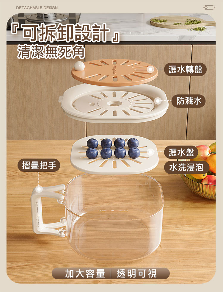 【Mega】馬卡龍多功能蔬果旋轉瀝水盒 瀝水籃 蔬果籃 瀝水盆 生菜
