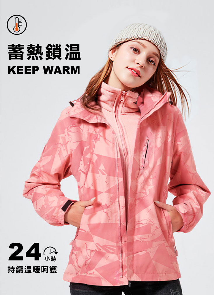 防潑水迷彩禦寒保暖三穿衝鋒外套 L-5XL 保暖外套