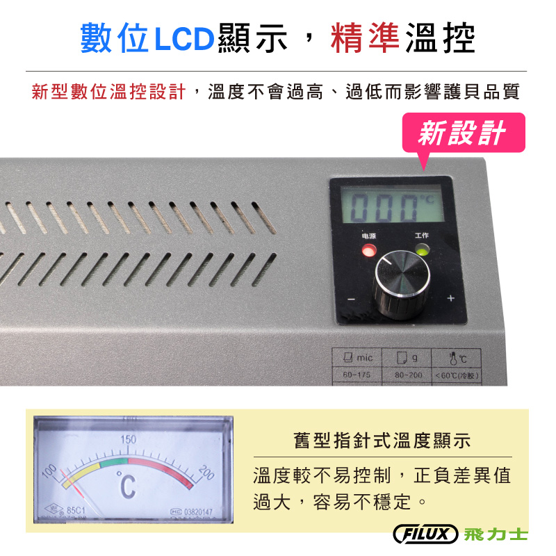 【FILUX 飛力士】A3高速專業型冷熱雙溫鐵製護貝機 LM-351HC