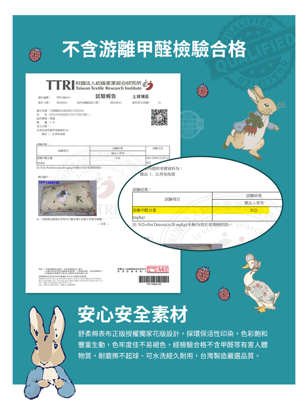 【PETER RABBIT】比得兔V&A博物館聯名抗菌枕 可水洗 台灣製造 枕頭