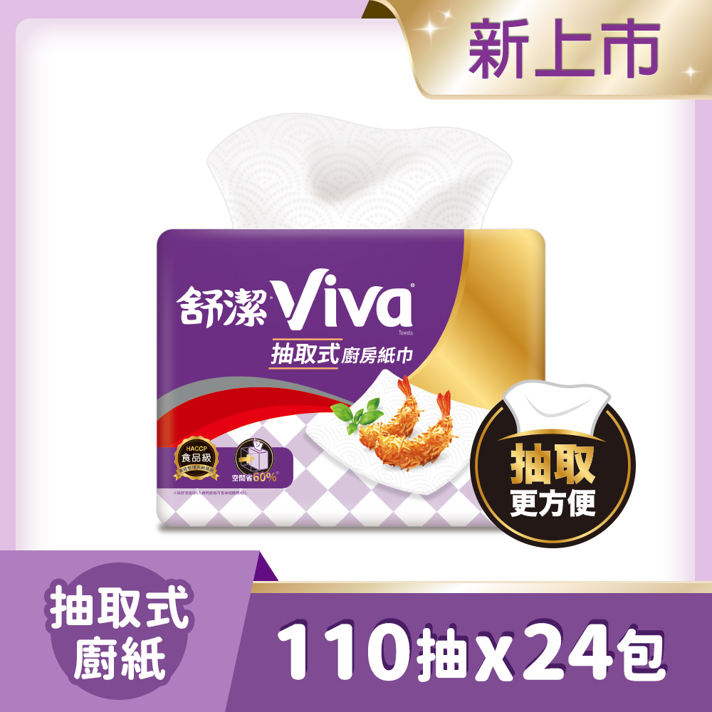 【Kleenex舒潔】VIVA抽取式廚房紙巾(110抽X3包X8組/箱)