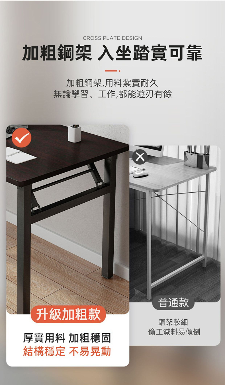 免安裝多用途可摺疊收納桌 書桌 辦公桌 餐桌 電腦桌 加粗鋼架 (三種規格)