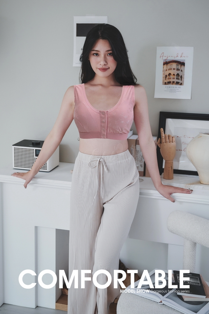 台灣製涼感速乾透氣繡花前釦無鋼圈內衣 方便穿脫 L-XXXL 大尺碼內衣