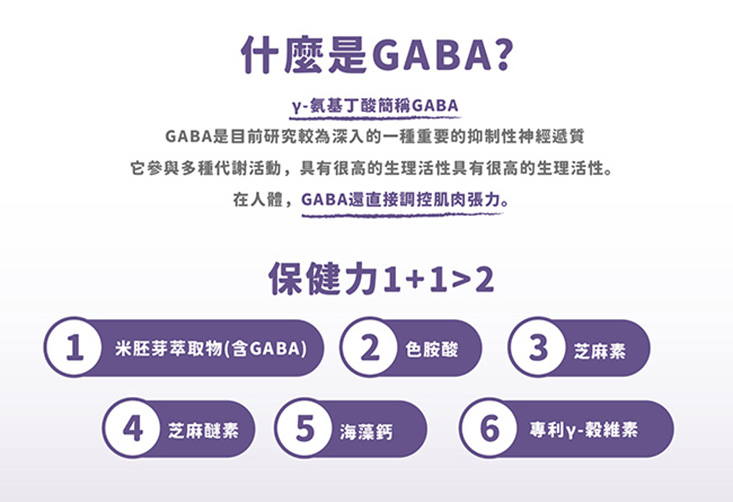 【Molti】GABA膠囊-海藻鈣+芝麻素+色胺酸(30粒/盒)