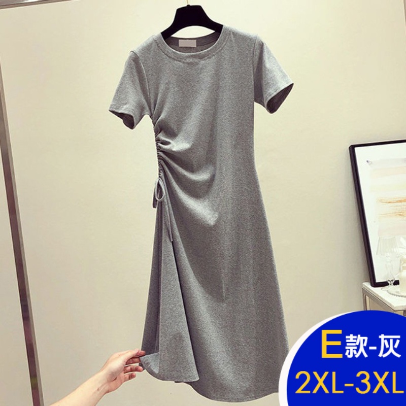 韓國時尚簡約修身顯瘦寬鬆中長洋裝 連身裙 L-4XL 多款任選