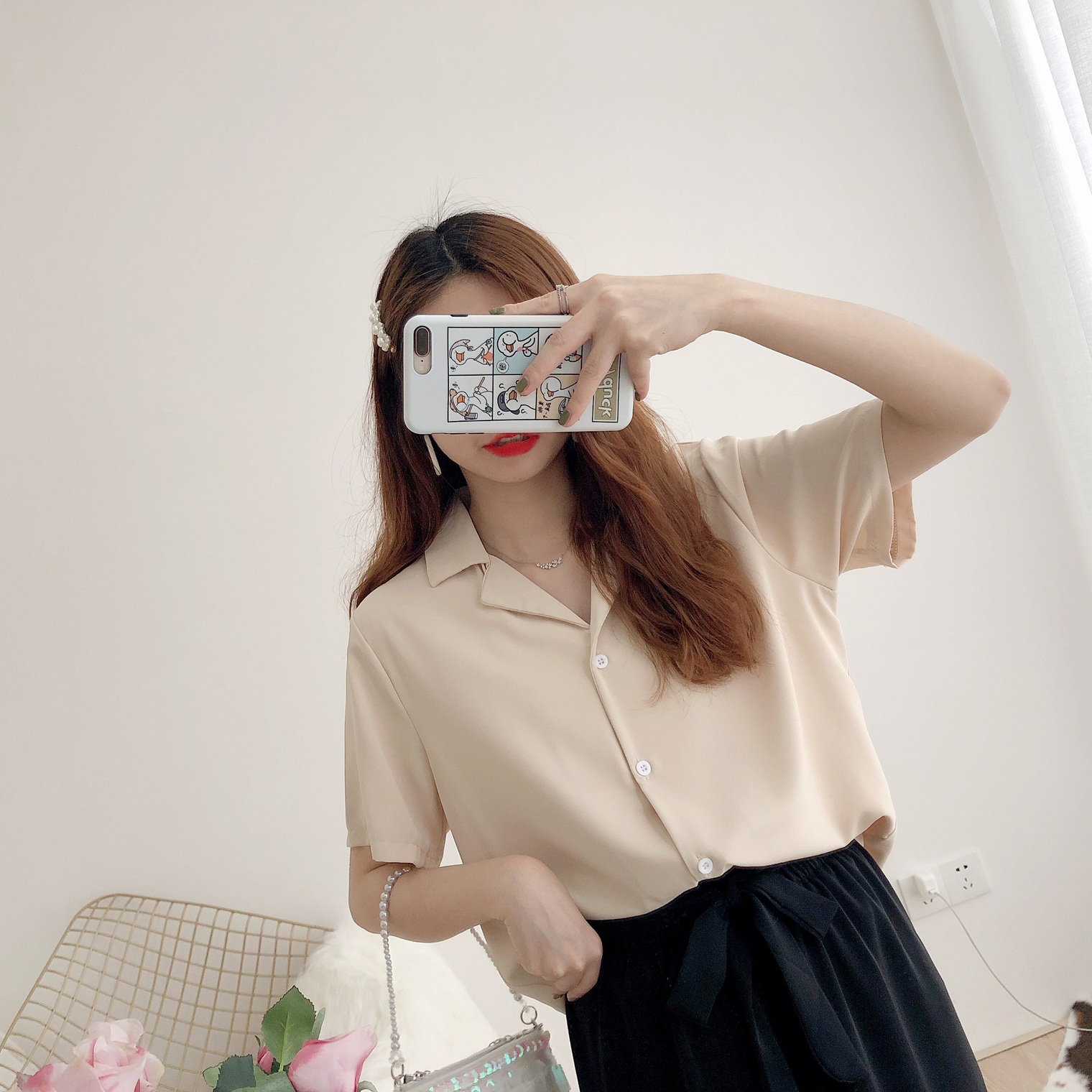 韓色系13色雪紡西裝領短袖襯衫 雪紡襯衫 雪紡上衣